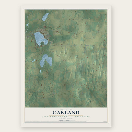 Oakland, Jefferson County, Wisconsin map print, the full design