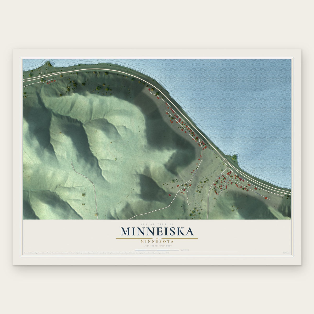 Minneiska, Minnesota map print, the full design
