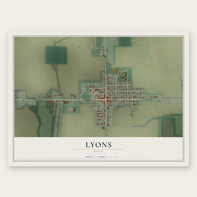Lyons, Ohio map print, the full design