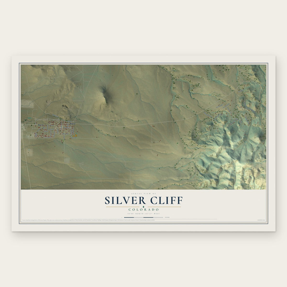 Silver Cliff, Colorado map print, the full design