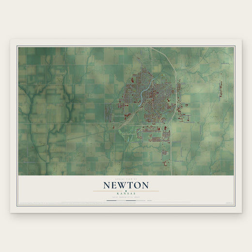 Newton, Kansas map print, the full design