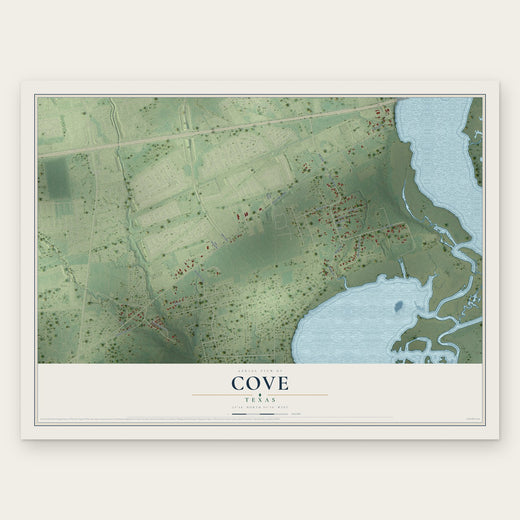 Cove, Texas map print, the full design