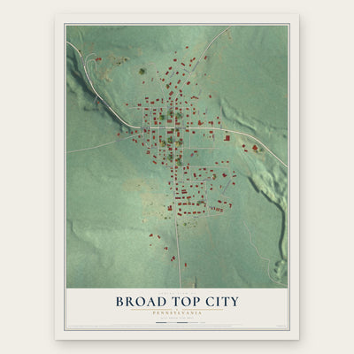 Broad Top City, Pennsylvania map print, the full design