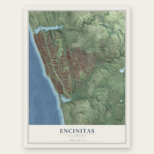 Encinitas, California map print, the full design