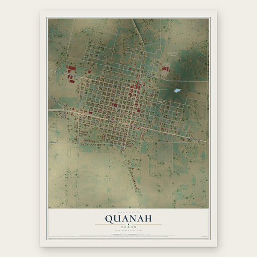 Quanah, Texas map print, the full design