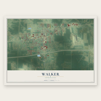 Walker, Louisiana map print, the full design