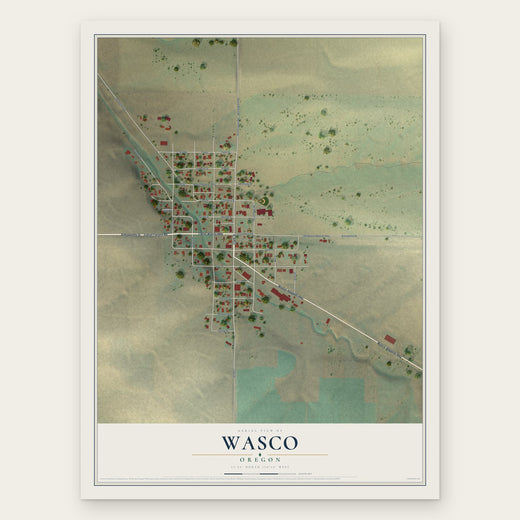 Wasco, Oregon map print, the full design