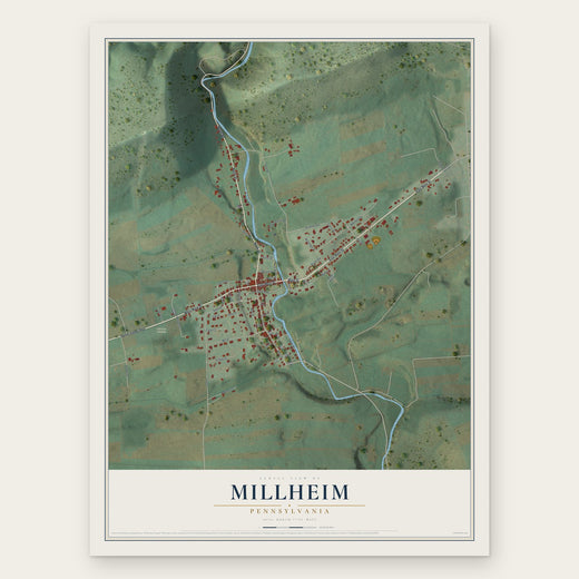 Millheim, Pennsylvania map print, the full design