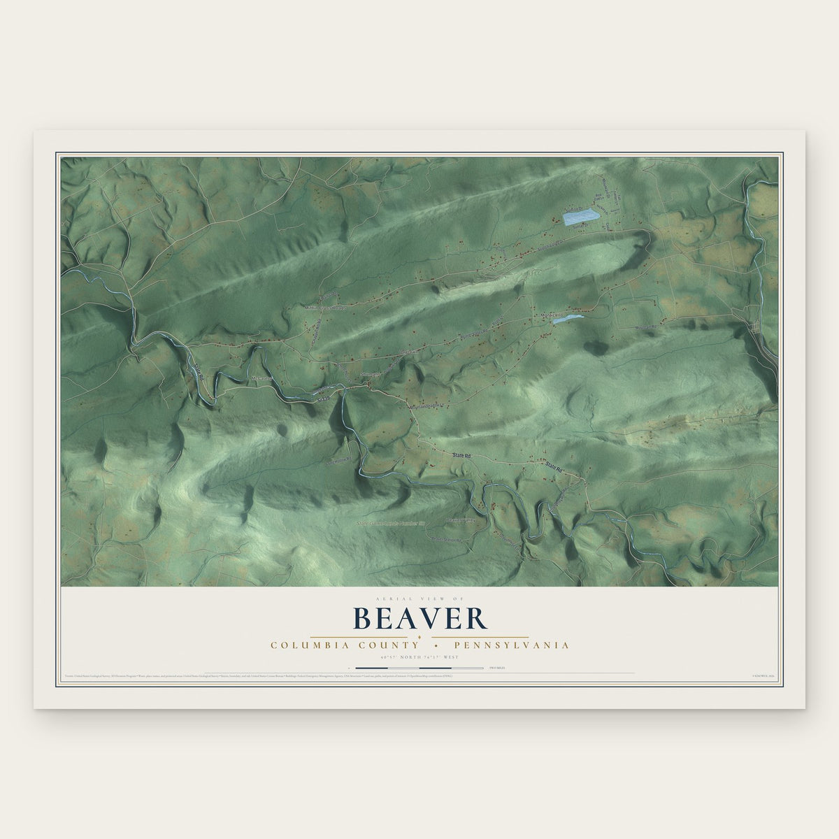Beaver, Columbia County, Pennsylvania map print, the full design