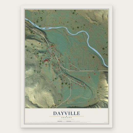 Dayville, Oregon map print, the full design