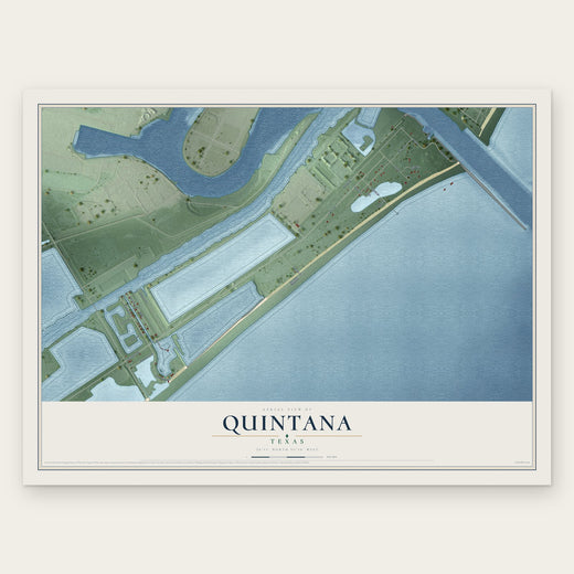 Quintana, Texas map print, the full design