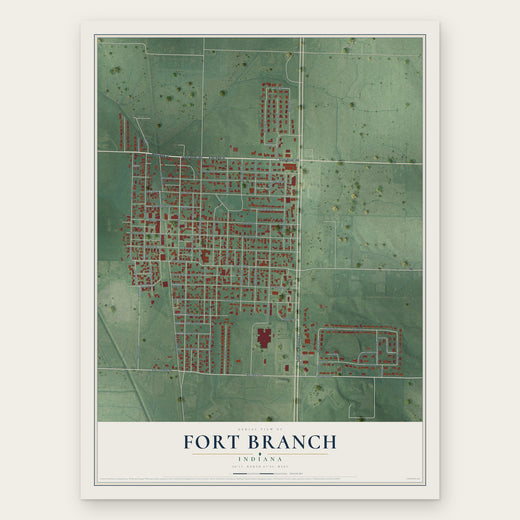 Fort Branch, Indiana map print, the full design