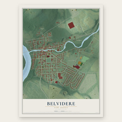 Belvidere, New Jersey map print, the full design