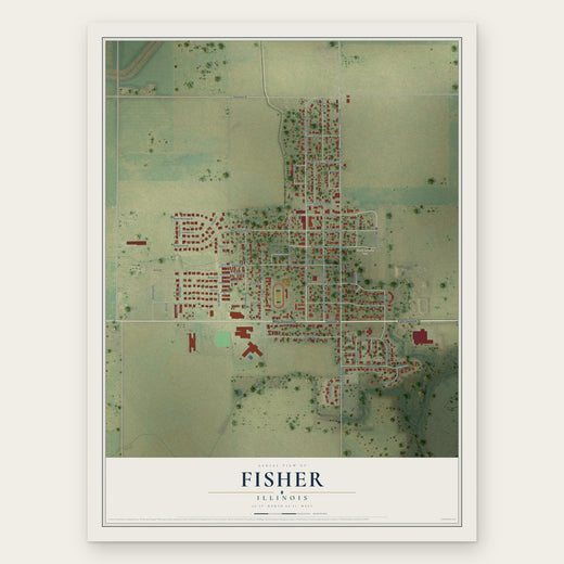 Fisher, Illinois map print, the full design