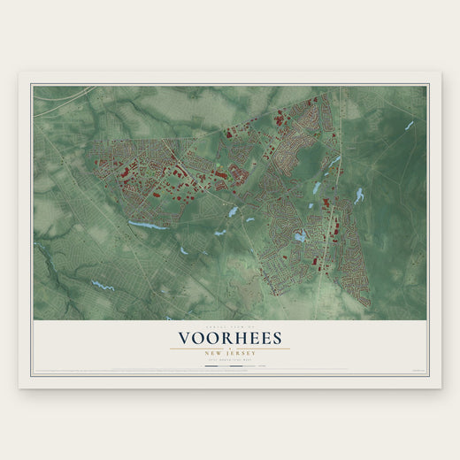 Voorhees, New Jersey map print, the full design