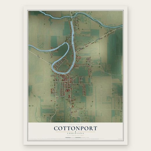 Cottonport, Louisiana map print, the full design