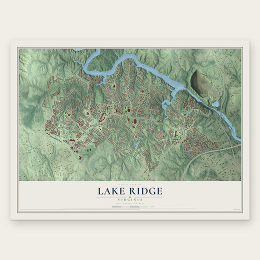 Lake Ridge, Virginia map print, the full design