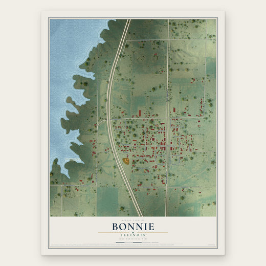 Bonnie, Illinois map print, the full design