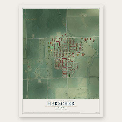 Herscher, Illinois map print, the full design