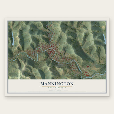 Mannington, West Virginia map print, the full design
