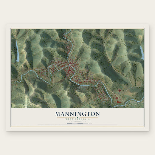 Mannington, West Virginia map print, the full design