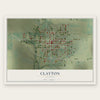 Clayton, Illinois map print, the full design
