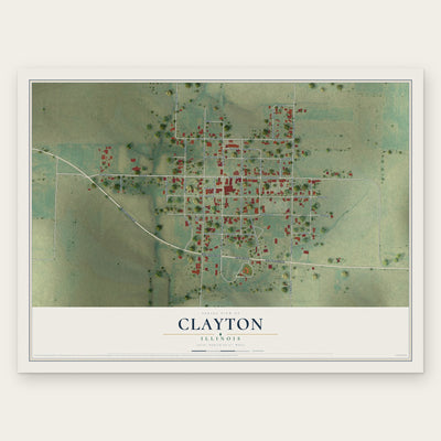 Clayton, Illinois map print, the full design
