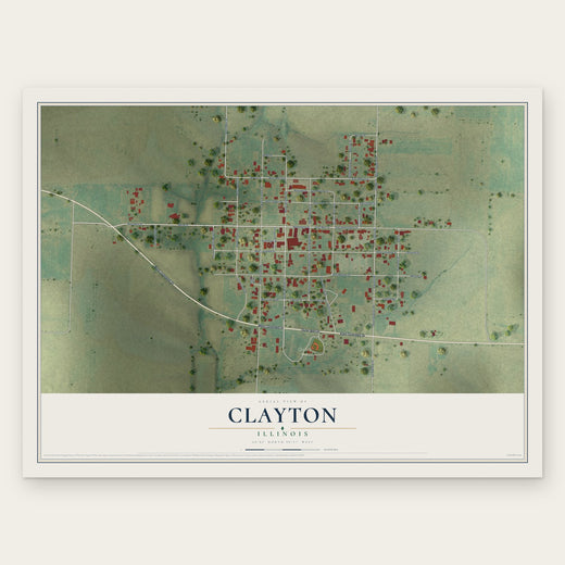 Clayton, Illinois map print, the full design