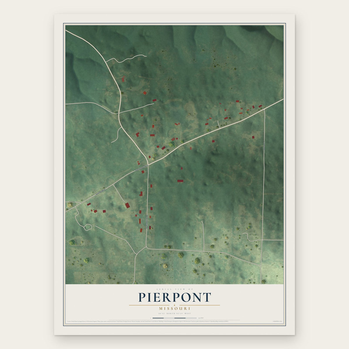 Pierpont, Missouri map print, the full design