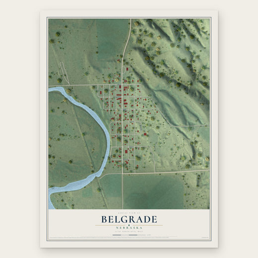 Belgrade, Nebraska map print, the full design