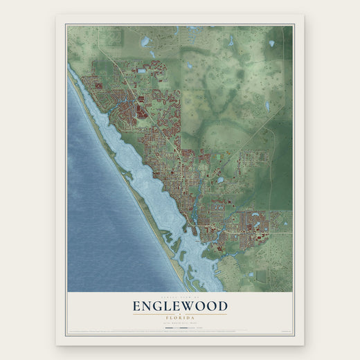 Englewood, Florida map print, the full design