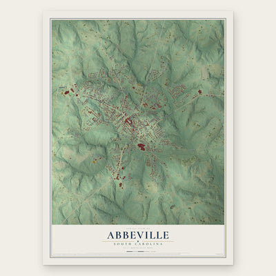 Abbeville, South Carolina map print, the full design