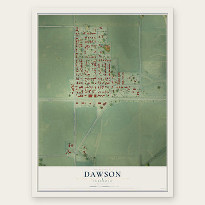 Dawson, Illinois map print, the full design