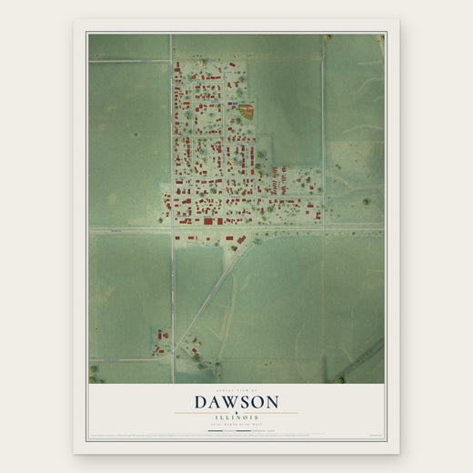 Dawson, Illinois map print, the full design
