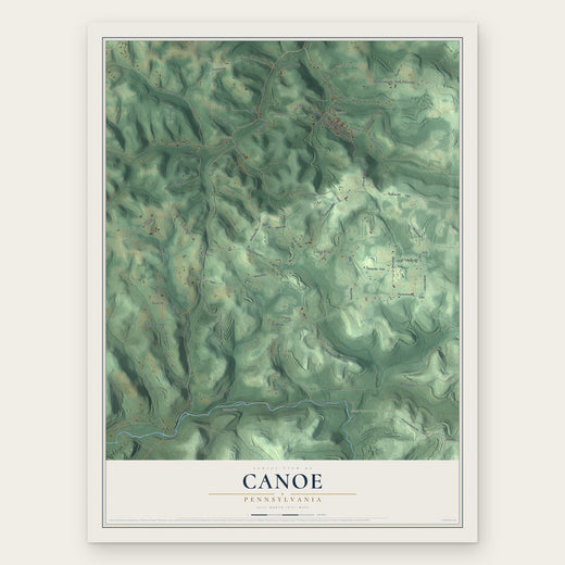 Canoe, Pennsylvania map print, the full design