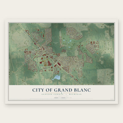 Grand Blanc, Michigan map print, the full design