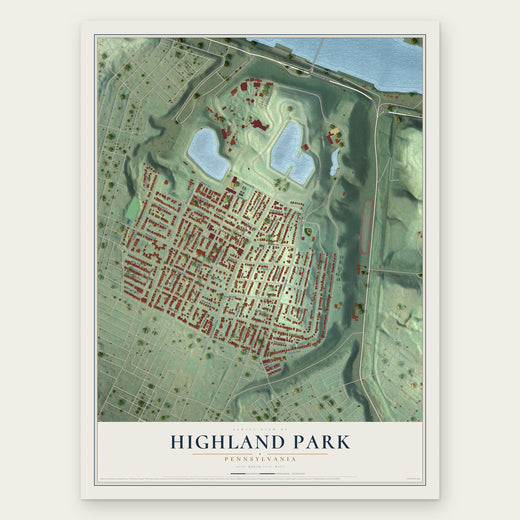 Highland Park, Pennsylvania map print, the full design