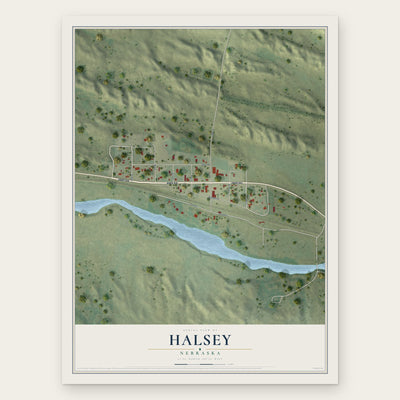 Halsey, Nebraska map print, the full design