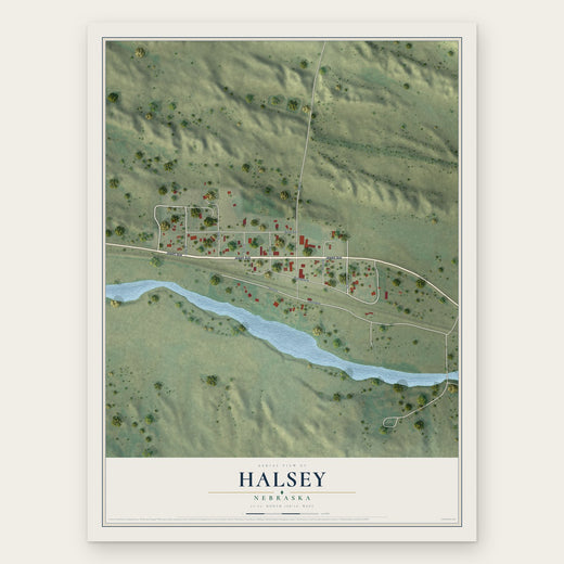 Halsey, Nebraska map print, the full design