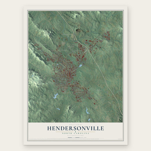 Hendersonville, North Carolina map print, the full design