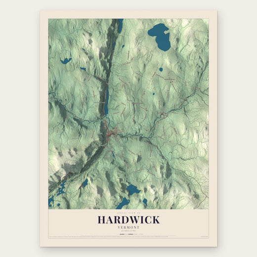 Hardwick, Vermont map print, the full design