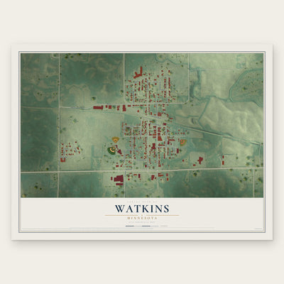 Watkins, Minnesota map print, the full design