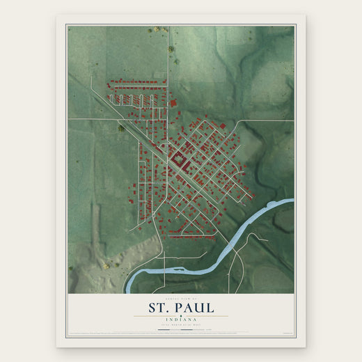 St. Paul, Indiana map print, the full design