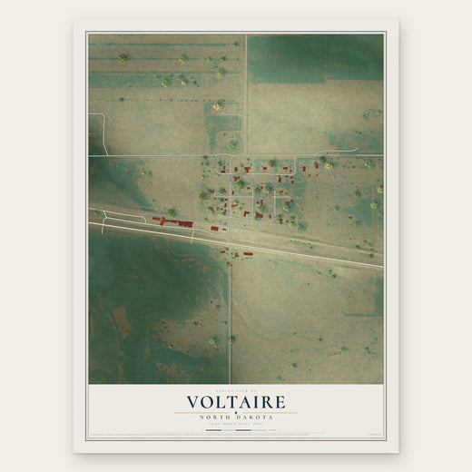 Voltaire, North Dakota map print, the full design