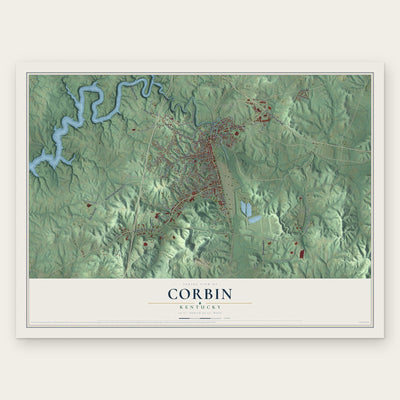 Corbin, Kentucky map print, the full design