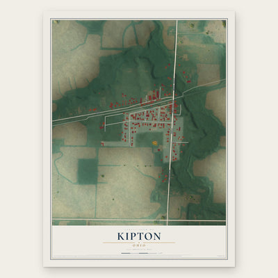 Kipton, Ohio map print, the full design