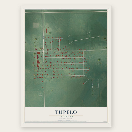 Tupelo, Oklahoma map print, the full design