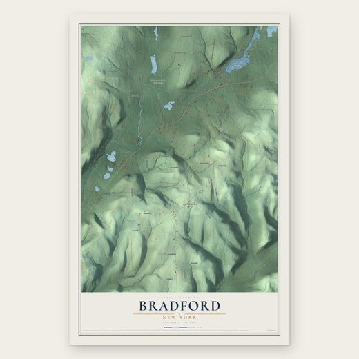 Bradford, New York map print, the full design