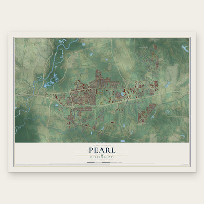 Pearl, Mississippi map print, the full design