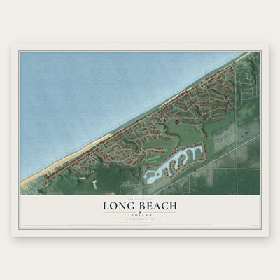 Long Beach, Indiana map print, the full design